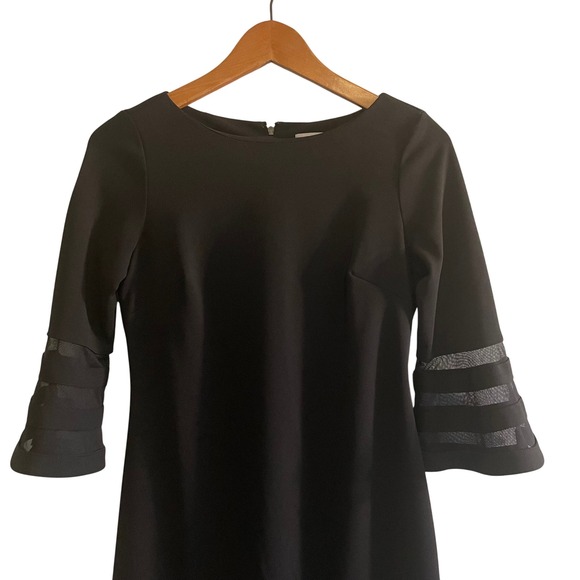 Calvin Klein Black Knee Length Cocktail Dress Women's Size S Bell Sleeves - Picture 2 of 4